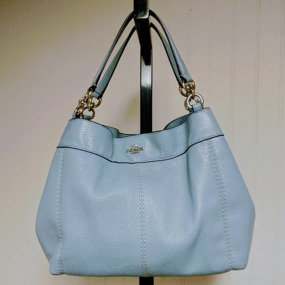 Coach Lexi Sky Blue Pebble Leather Crossbody Shoulder Bag Silver Hardware - Picture 1 of 7